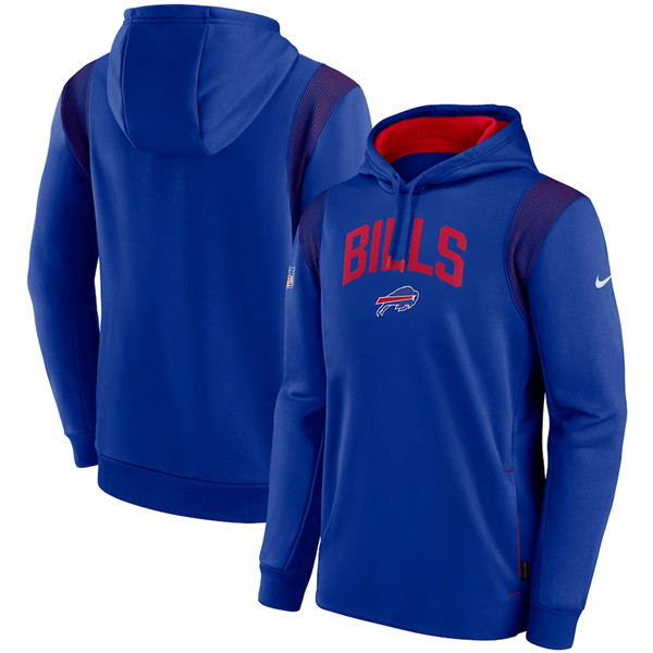 Men's Buffalo Bills Royal Sideline Stack Performance Pullover Hoodie